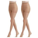 Citystl 2 Pairs Toeless Pantyhose For Women, 20D Sheer Tights Open Toe Stockings with Control Top(Fu-S)