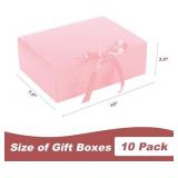 10 Pack Gift Boxes with Ribbon 10x7.5x3.5 Inch - Cardstock Wedding Favor Boxes for Bridesmaid Proposals, Birthday & Holiday Gift Packaging (Pink) - Retail: $15
