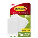 Command 20 lb XL 16 Pairs Heavyweight Picture Hanging Strips (32 Strips), Damage-Free Hangers for Picture Frames, No Tools Required, Ideal for Home Room Wall Decor, White Adhesive - Retail: $14