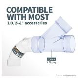 POWERTEC 70336V 2-1/2\" OD 90 Degree Elbow - ABS Plastic Dust Collector Connector (Clear)