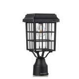 Kemeco ST4329Q-A Solar Post Light Squared Frame Exterior Waterproof Led Fixture for Outdoor Garden Street Post Pole Yard Driveway Walkway Entryways (Flat Roof) - Retail: $59
