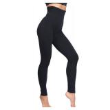 LUOYANXI Fleece Lined Leggings Women - Warm Soft Tummy Control Thermal Thick High Waisted Pants for Cold Winter Black L - Retail: $20