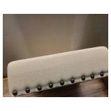 Remick 30 in. Espresso and Linen Barley Twist Upholstered Bar Stool (Missing Screws)- Retail: $86