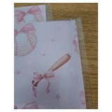 SaringSwoon Baseball Wrapping Paper for Kids Girls - Pink Bow Sports Gift Wrap With Bats, Balls, Bows and Stars for Birthday, Baby Shower Graduation - 28x40 Inches, 8 sheets