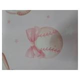 SaringSwoon Baseball Wrapping Paper for Kids Girls - Pink Bow Sports Gift Wrap With Bats, Balls, Bows and Stars for Birthday, Baby Shower Graduation - 28x40 Inches, 8 sheets