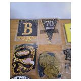 70th Birthday Party Kit Black & Gold Party Pack for 12