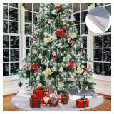 72 Inch Larger Velvet Dusty Blue Christmas Tree Skirt