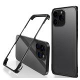 iPhone 16 Pro Max Bumper Case No Back, Compatible with MagSafe Aluminum Frame- Black