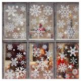 Christmas Glitter Snowflake Window Clings 204 Pieces Double Sided Reusable PVC Static Stickers