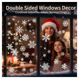 Christmas Glitter Snowflake Window Clings 204 Pieces Double Sided Reusable PVC Static Stickers