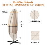 Cantilever Patio Umbrella Cover, 600D Waterproof Heavy-duty, Outdoor Umbrella Cover with Zipper and Adjustable Straps,Offset Umbrella Cover ,fits 7.5ft to 11ft