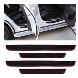 4PCS Car Door Threshold Protection, Car Door Sill Plate Step Protector, Rubber Door Edge Step Dust Shield Cover, Universal Anti-Scratch Exterior Accessories for Car SUV (Red borde)