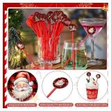 60pcs Christmas Swizzle Sticks Christmas Cocktail Stirrers Plastic Stir Sticks Xmas Santa Claus Snowman Decorations for Birthday Party Coffee Shop Supplies Favors Gifts (Buffalo Plaid)