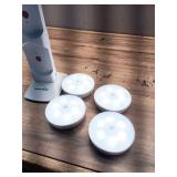 Battery Operated 4-Light Soft White Integrated LED Puck Light 4-Pack with Remote and Charging Dock