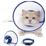 Cat Cone Recovery Collar, Adjustable Elizabethan Collar for Cats to Stop Licking After Surgery, Soft Comfortable Pet Cone for Neck Girth 7.5