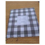 3 Piece Plaid  Checkered  Gingham Kitchen Curtain Set: 35% Cotton  1 Valance  2 Tier Panels  with Crochet Accent (Platinum)