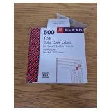 Year 2021 End Tab Folder Labels 1.5 x 0.75  Yellow/Black  500 Labels/Roll