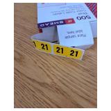 Year 2021 End Tab Folder Labels 1.5 x 0.75  Yellow/Black  500 Labels/Roll