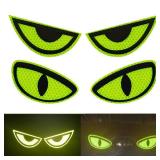 2 Pack Car Stickers Eye Yellow Night Safety Driving Reflective Cute Caution Decal, Motorcycle Helmet Stickers Decals, for Bumpers, Window, Laptop, Wall (Yellow) Reflective 4\" by 2\" 2 Pack