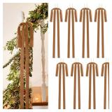 LuckyEra Velvet Christmas Bows 23.6x11.8 Inch Large Rustic Wreath Bows Christmas Tree Door Staircase Bow Ribbon Decor Indoor Outdoor Christmas Decoration (Light Brown-8pcs)
