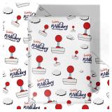 White Gaming Birthday Wrapping Paper - 4 Jumbo Sheets, 28 * 40 Inches