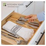 KitchenEdge Bamboo Kitchen Knife Block Holder Organizer - Holds 5 Long + 6 Short Knives (Not Included), Fits Most Knife Sizes, Rubber Feet, Sustainable Bamboo, In-Drawer Design
