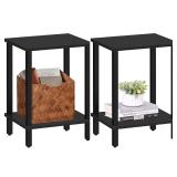 TUTOTAK End Table, Set of 2, Side Table, Nightstand, 2-Tier Storage Shelf, Sofa Table for Small Space, Living Room, Bed Room TB01BK035