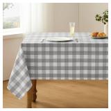 Veblandy Checkered Tablecloth Rectangle Waterproof Gingham Table Cloth Washable Buffalo Plaid Table Cover Wrinkle Free for Kitchen, Dining and Outdoor Picnic, 52 x 70 Inch, Light Grey and White