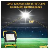 120W Led Work Light, 12000LM Portable Work Light with 16.4FT Cord, 6500K IP66 Waterproof Flood Lights for Outdoor Indoor Job Site Workshop Flood Lights, Gifts for Him