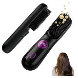 Go Brush Pro, 2026 Upgraded Go Brush Pro, Portable Straightener Brushs for Travel, Cordless Fast Heating Hair Straightener with LCD Temperature Display (Black)