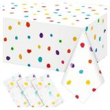 Mindsoft 3 Pcs Colorful Painted Dots Tablecloth Disposable Rainbow Cream Polka Dot Tablecloth Modern Art Table Cover for Picnic Wedding Birthday Tea Party Decoration