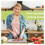 BLOCE Titanium Cutting Board for Kitchen, Stainless Non Stick Chopping Board, Upgrade Double Sided Food-Grade Titanium Board for Kitchen for Meat Cheese Vegetable (Small)