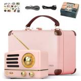 Muzen Portable Bluetooth Speaker, OTR Metal Retro Small Wireless Speaker, FM Radio with Antenna AUX, 10h+ Long Playtime, High Fidelity Stereo Audio with Suitcase, Room Office Decor, Festival Gift