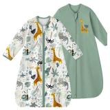 Yoofoss Baby Sleep Sack 0-6 Months Long Sleeve Wearable Blanket Baby 100percent Cotton 2-Way Zipper 0.5 Tog Newborn Sleeping Sack, Lightweight(Small)