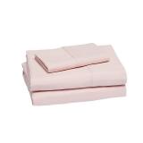 Amazon Basics Lightweight Super Soft Easy Care Wrinkle Free Microfiber 3 Piece Bed Sheet Set with 14-Inch Deep Pockets, Twin, Blush Pink, Solid, Kids, Men and Women Bedding