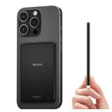 Kuulaa Power Bank Ultra Slim, 0.28 in MagSafe PowerBank 5000 mAh, PD20W Small Power Bank, Magnetic Wireless External Mobile Phone Batteries for iPhone 16 Pro15141312 Series (Black)