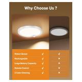 Fizrice Rechargeable Motion Sensor Ceiling Light  No Wiring, USB Charging, 150+ Days Battery Life, Perfect for Hallways, Closets and Bathrooms