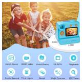 Kids Camera Instant Print, Christmas Birthday Gifts for Girl Boys 3-12 Years Old, FHD Selfie Digital Video Cameras Toddler 3 Rolls Print Paper and 32G Card (Blue)