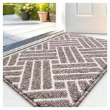 OLANLY Indoor Door Mat, 32x20 Inch, Dirt Resistant and Absorbent, Non-Slip Rubber Backing Floor Mats, Easy Clean Low-Profile Doormat for Entryway, Front Door, and Inside Entrance, Khaki