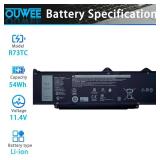 OUWEE R73TC DR02P Laptop Battery Compatible with Dell Latitude 3580 3340 3440 3480 3540 5340 5540 5440 Series 2X1V9 GTG7N GRWKG KDM9P 54Wh 4623mAh 11.4V