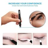 Pefei Tweezers Set - Professional Stainless Steel Tweezers for Eyebrows - Great Precision for Facial Hair, Splinter and Ingrown Hair Removal (Black)