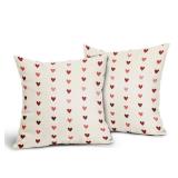 Vrysenium Valentines Day Pillow Covers 18x18 Inch Set of 2 Red Pink Heart Beige Cotton Linen Decorative Throw Pillow Case Mothers Day Cushion Covers for Bedroom Sofa Living Room Chair Home Decor