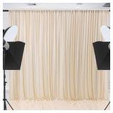 10x10ft Wrinkle Free Backdrop Curtain for Parties Soft Fabric Drapes Wedding Cream Curtain Backdrop for Birthday Party Decorations Background for Photography 5x10ft,2 Panels