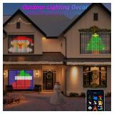 VOXPOA Curtain Lights,Smart LED Color Changing Wall Lights with APPandRemote,Dynamic DIY GIF Christmas String Fairy Lights for Kids Bedroom Living Room Holiday Decor,Outdoor IP65 Waterproof,5.25x5.25f