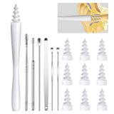 Ear Wax Removal Tool, Ear Wax Removal Reusable and Washable Replacement Soft Silicone Tips for Cleaner Earwax, Ear Wax Removal Kit Contains 7 Types of Ear Cleaner Tools (White)