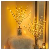 2Pcs 40 LED Branch Lights - Indoor Decoration Lighting for Weddings, Birthdays, and Christmas - Fairy Lig, Warm