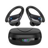 HAOYUYAN Wireless Earbuds, Sports Bluetooth Headphones, 80Hrs Playtime Ear Buds with LED Power Display, Noise Canceling Headset, IPX7 Waterproof Earphones for WorkoutRunningSports(CA-Black)