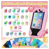Kids Phone for Girl Toys, Christmas Birthday Gifts for Age 3-10 Year Old Girls Boys Toys, Kids Toddler Smart Phone, Detective Educational Learning Toys with 2.8\ Touchscreen, Music Video Game (Pink)in