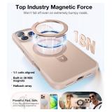 TORRAS Desert Titanium for iPhone 16 Pro Case Magnetic Stand, [Compatible with MagSafe][Flexible Stable Stand] Mil-Grade Protection Translucent Slim Anti-Scratch Ring Kickstand, Rose Gold 6.3\, Ostand