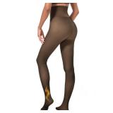 Soxbang Lightweight Fleece Lined Tights Women,High-Rise Thermal Tight Fake Translucent Warm Skin Colored Leggings for Winter-Fake Translucent Black-pantyhose(L)